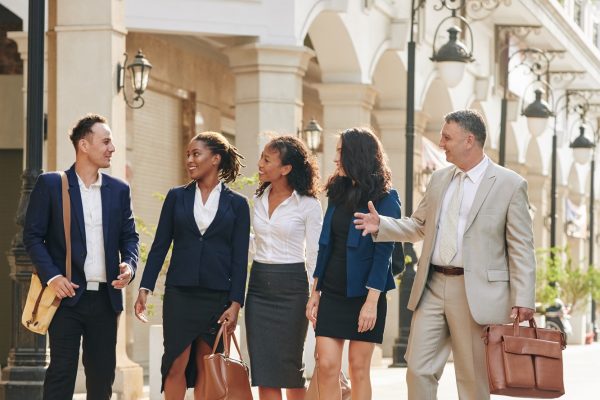 Business team walking outdoors